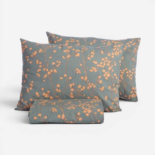 Μονή Παπλωματοθήκη Nef-Nef Homeware (Σετ) Βαμβακερή Floriva 170x240 Green
