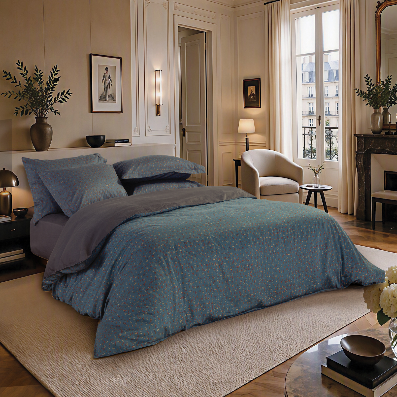 King Size Σεντόνια Βαμβακοσατέν Nef-Nef Homeware (Σετ) Elements Jeniffer 270x280 Petrol