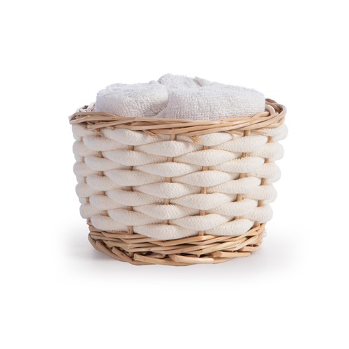 Διακοσμητικό Καλάθι Με Λαβέτες Nef-Nef Homeware Borra Cream