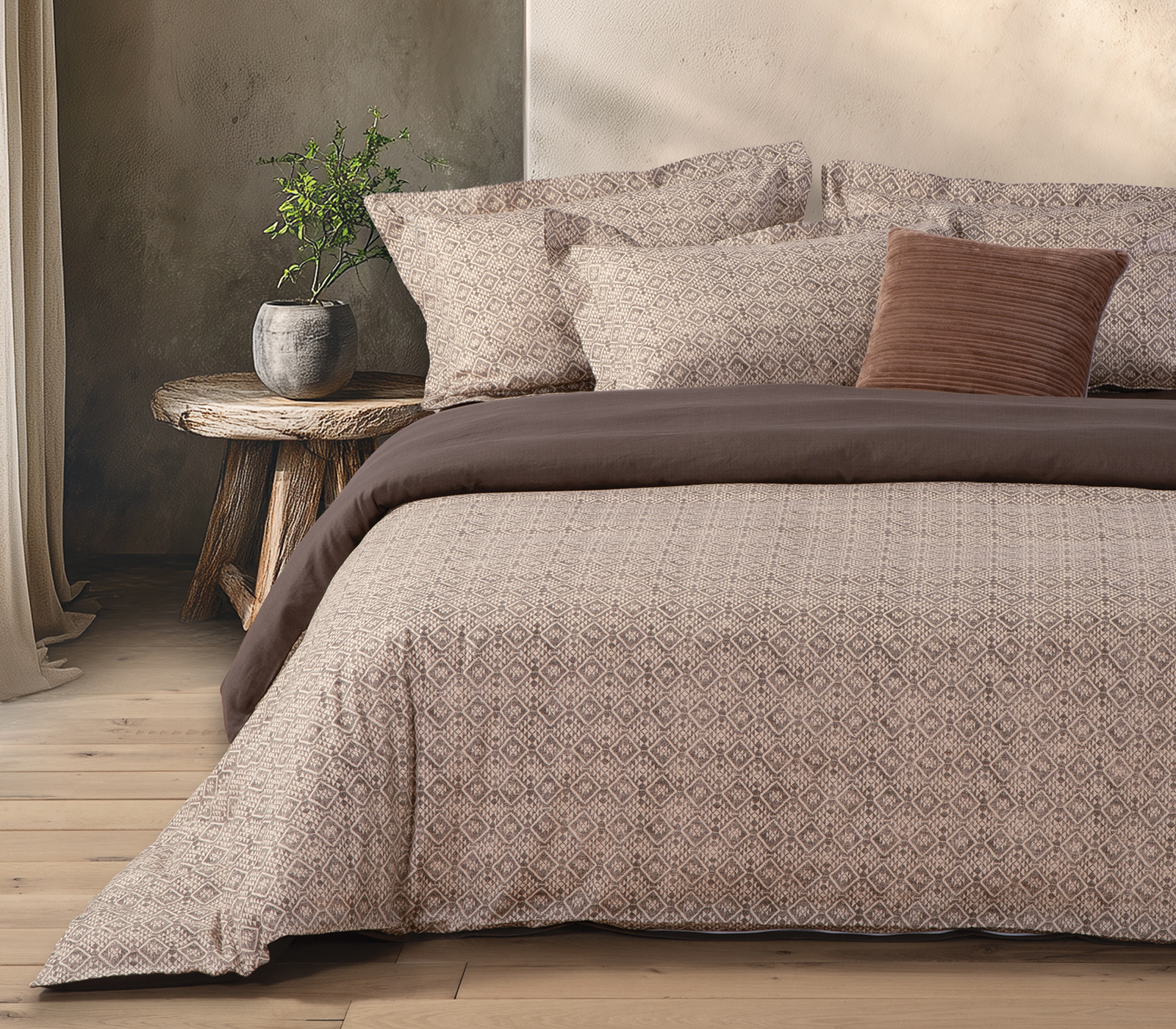 Πάπλωμα Υπέρδιπλο Βαμβακοσατέν Nef-Nef Homeware Cardynal 240x230 Beige/Grey