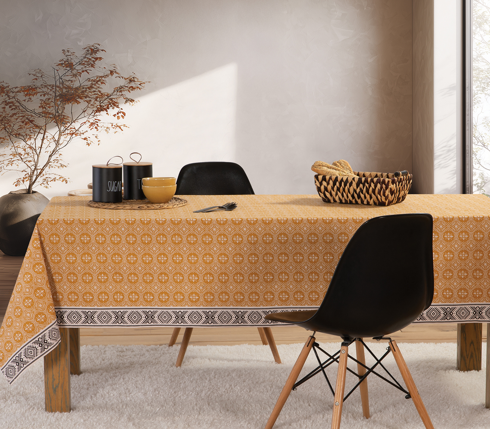 Τραπεζομάντηλο Nef-Nef Homeware Jeneria 140x140 Mustard