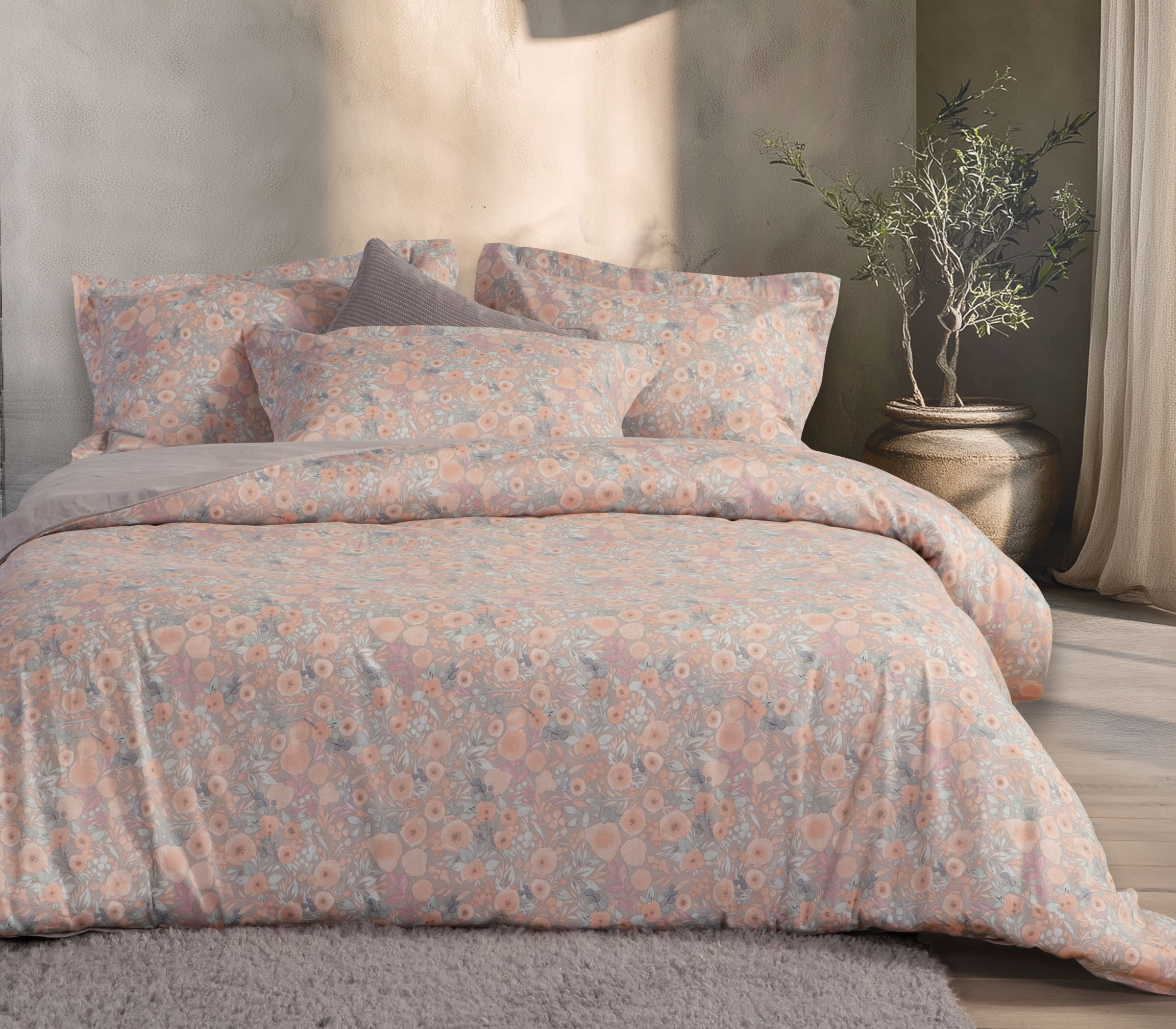 Πάπλωμα Υπέρδιπλο Βαμβακοσατέν Nef-Nef Homeware Alystran 240x230 Grey