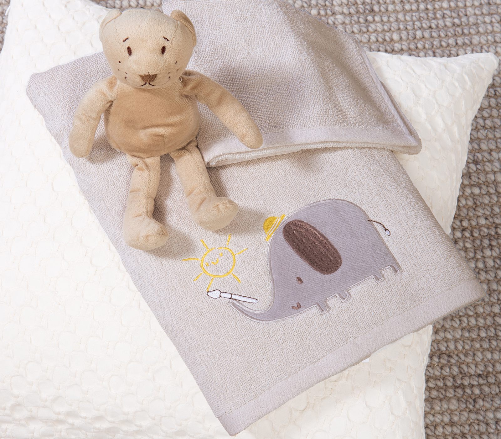 Βρεφικές Πετσέτες Nef-Nef Homeware (2ΤΜΧ) Happy Days Greige 