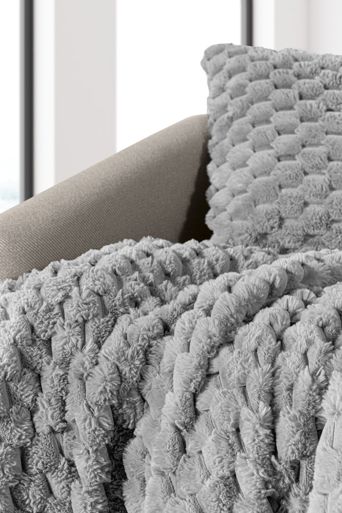 Ριχτάρι Πολυθρόνας Guy Laroche Elixir Silver 120X160 + Μαξιλάρι 42X42