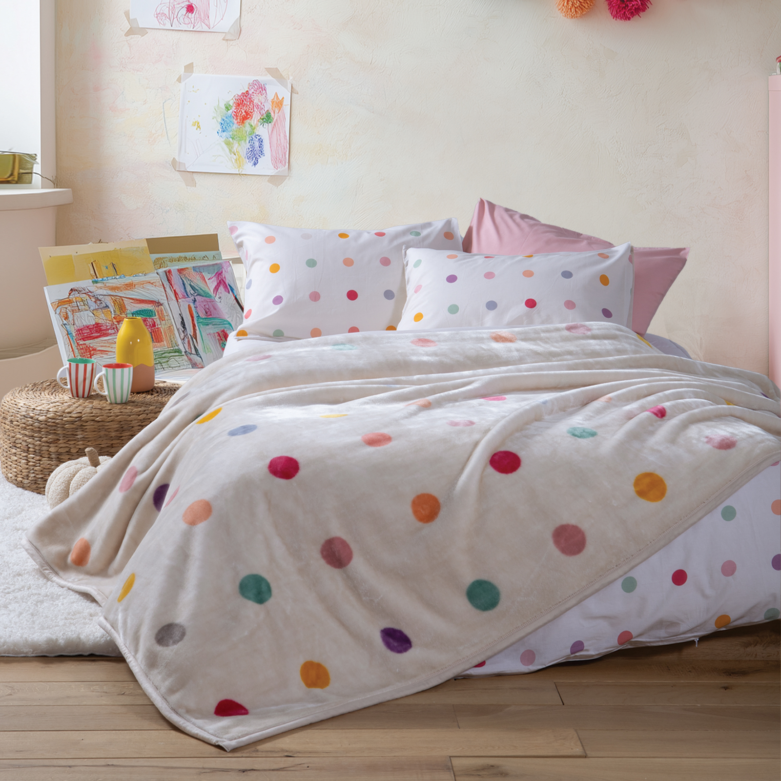 Παιδική Κουβέρτα Nef-Nef Homeware Dots Ecru 160x220  
