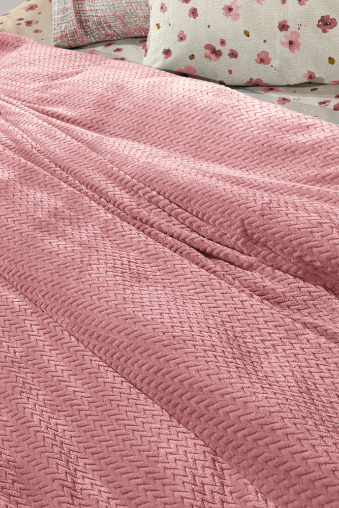 Κουβέρτα Fleece Μονή 160X220 Guy Laroche Rombus Coral