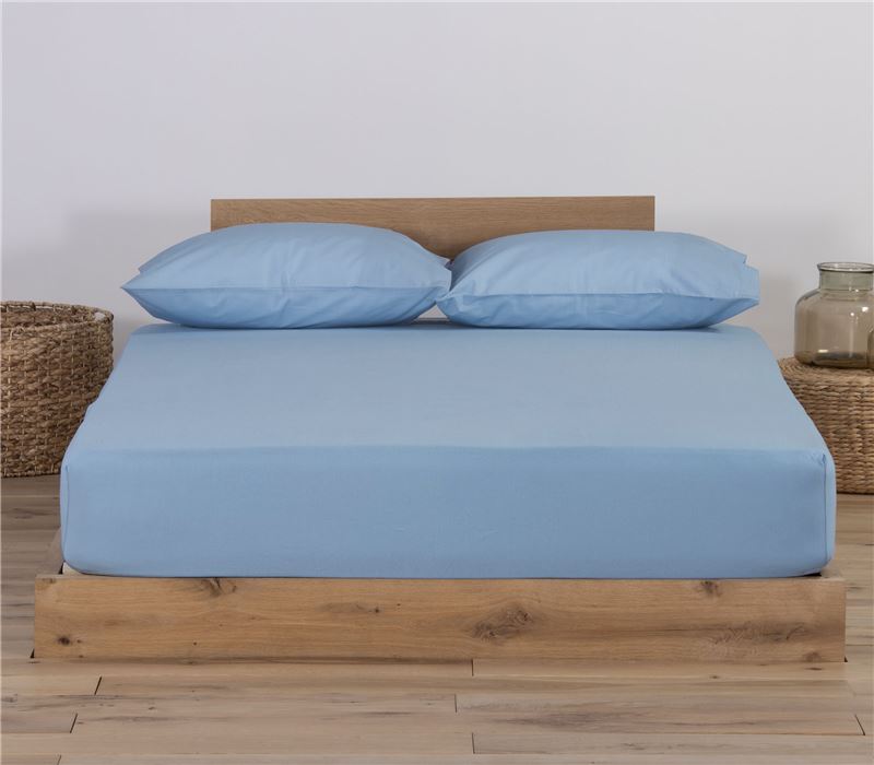 Σεντόνι Μακό Nef-Nef Homeware King Size Με Λάστιχο Jersey 180X200+35 L.Blue