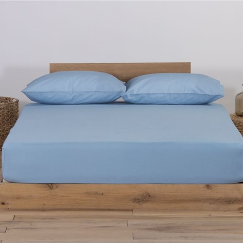 Σεντόνι Μακό Nef-Nef Homeware King Size Με Λάστιχο Jersey 180X200+35 L.Blue