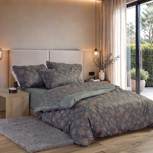Παπλωματοθήκη Υπέρδιπλη Nef-Nef Homeware (Σετ) Βαμβακοσατέν Foxy 240x230 GREY/BLUE