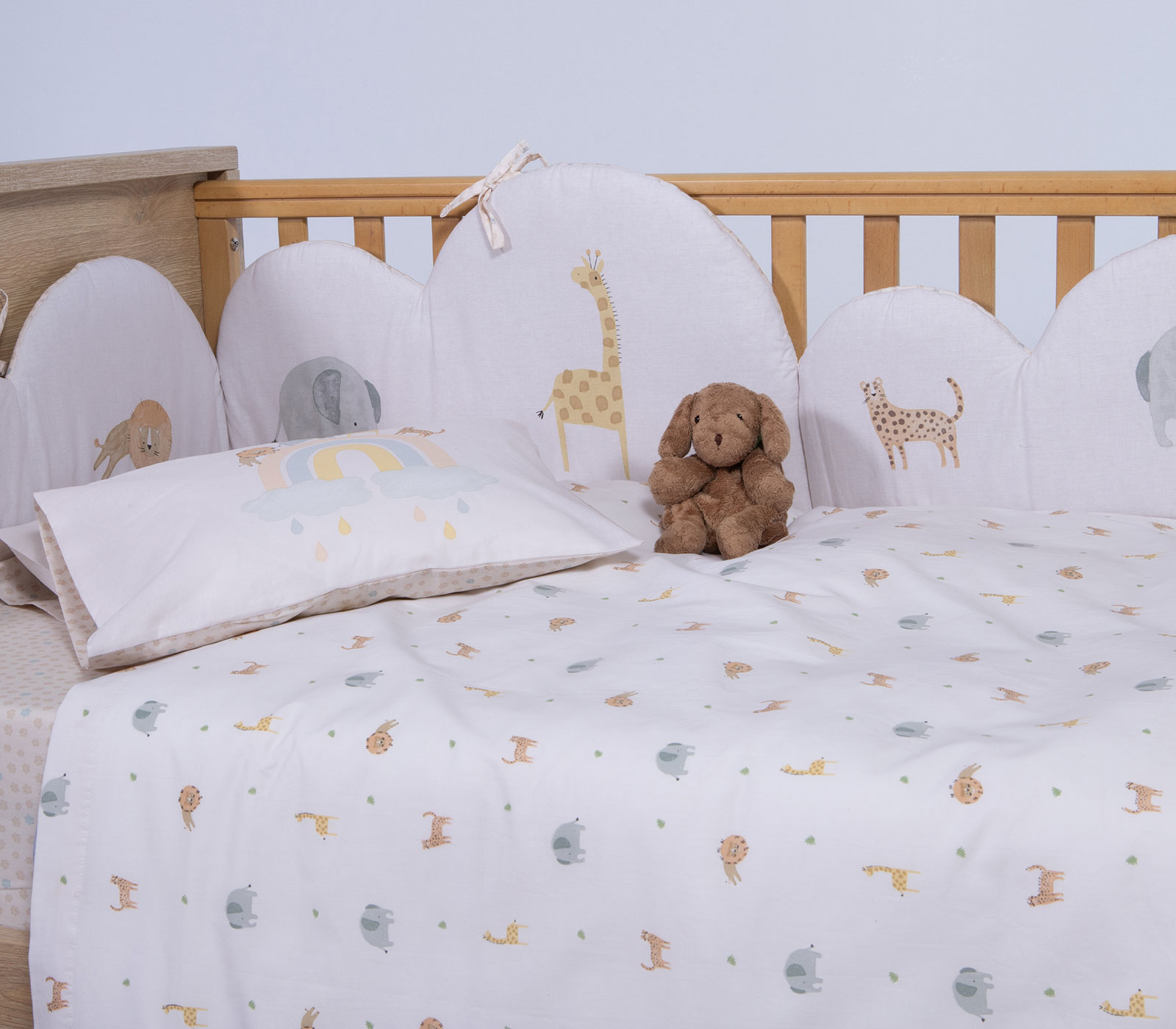 Βρεφικά Σεντόνια Κούνιας Nef-Nef Homeware (3ΤΜΧ) Jungle In Motion Ecru