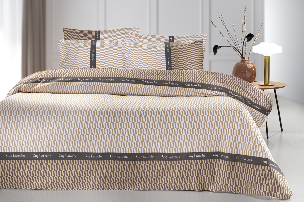 Σεντόνια Υπέρδιπλα Guy Laroche (Σετ) με λάστιχο Status Beige  170X200+32