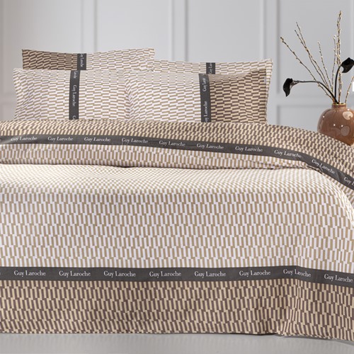 Σεντόνια Υπέρδιπλα Guy Laroche (Σετ) με λάστιχο Status Beige 170X200+32