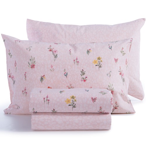 Σεντόνια Μονά Nef-Nef Homeware (Σετ) 170Χ270 Plant Pink
