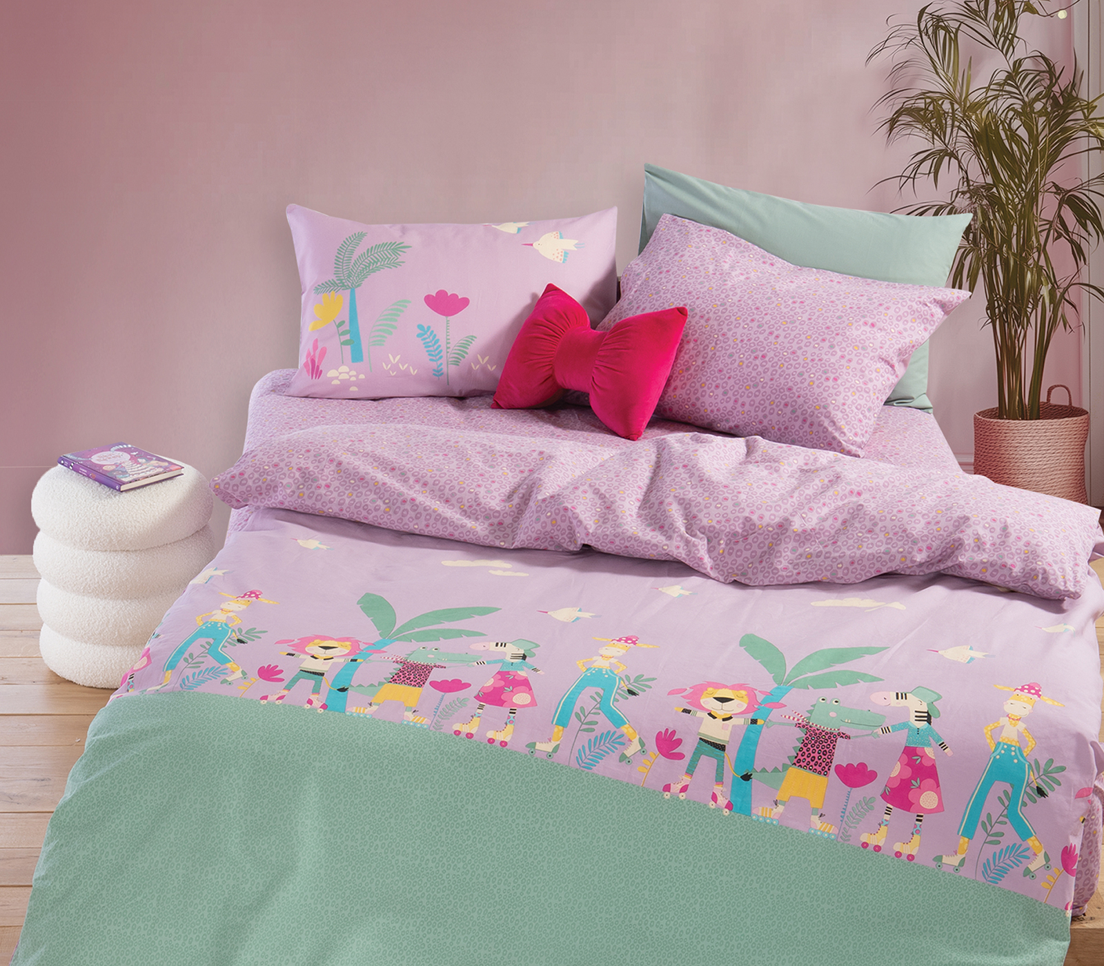 Παιδική Παπλωματοθήκη Nef-Nef Homeware (Σετ) Roller Friends 160Χ240 Mauve