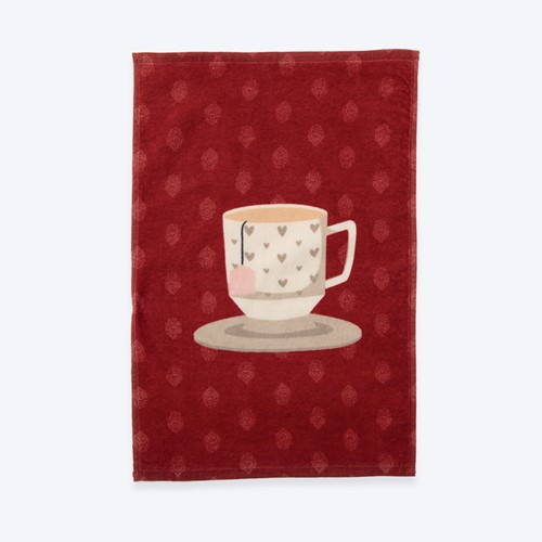 Ποτηρόπανο Βελουτέ Nef-Nef Homeware Cup Of Tea 40x60 Bordo