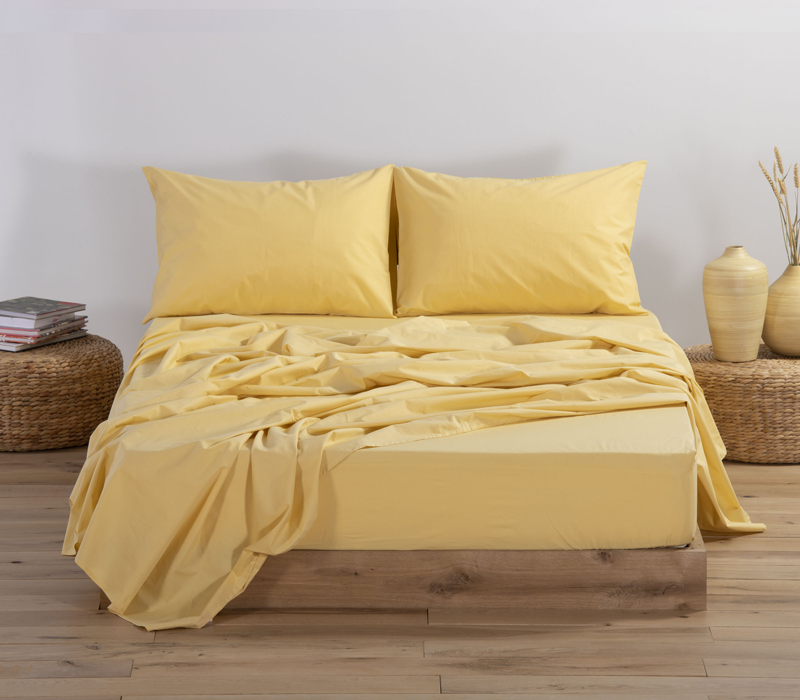  Σεντόνι Διπλό Nef-Nef Homeware Basic Με λάστιχο 140Χ200+30 Yellow
