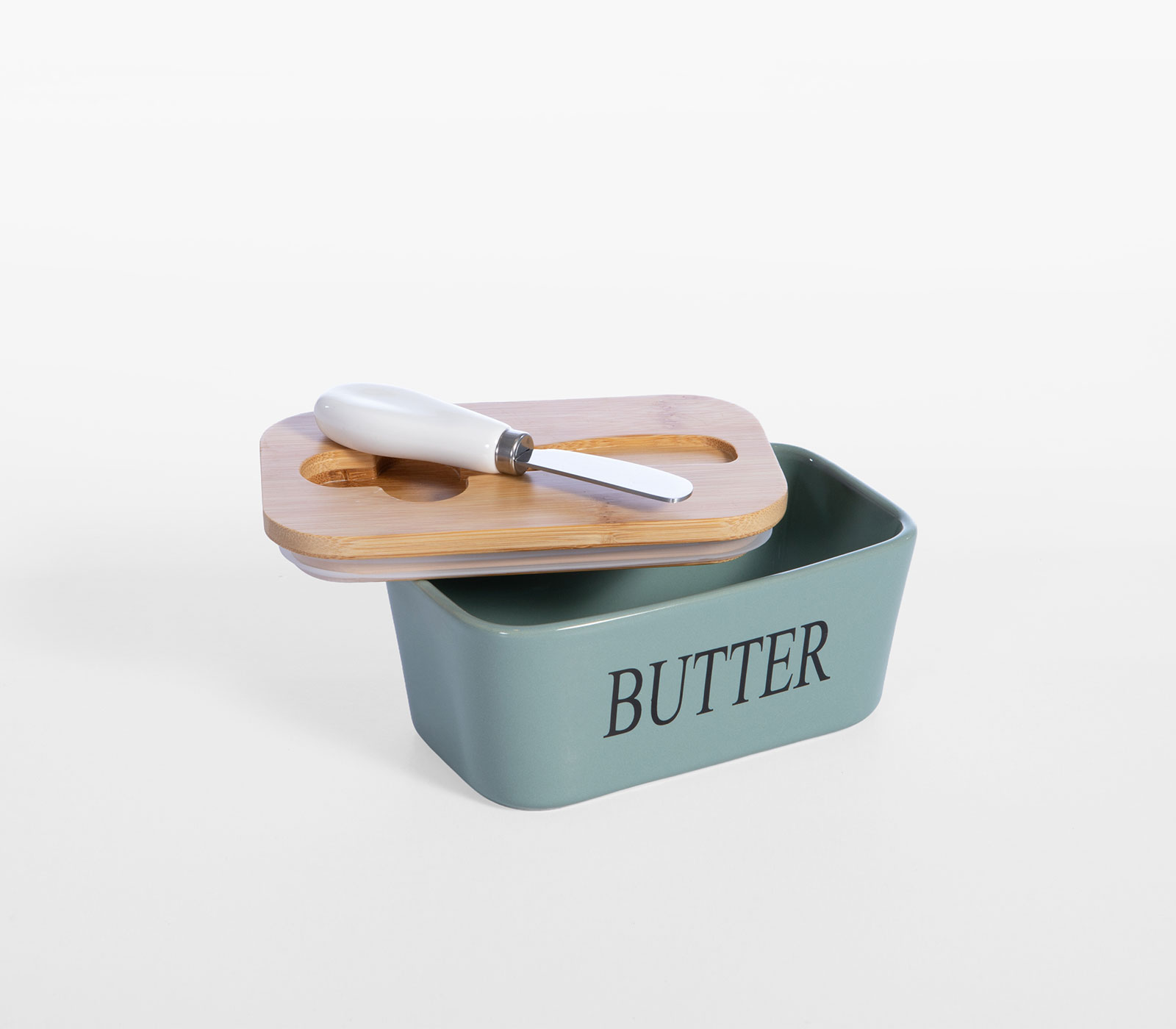 Δοχείο Βουτύρου Με Μαχαίρι Και Καπάκι Nef-Nef Homeware Brick Green 