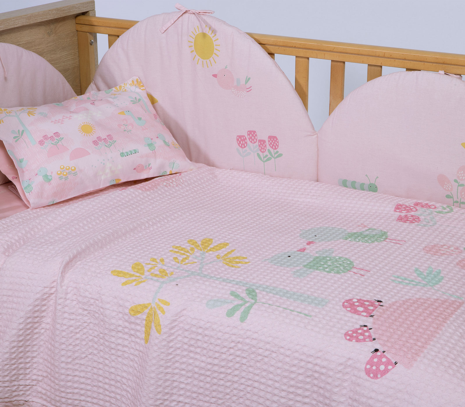 Βρεφική Κουβέρτα Πικε Nef-Nef Homeware Spring Hapiness 110X150 Pink