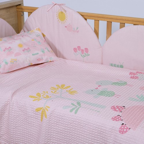 Βρεφική Κουβέρτα Πικε Nef-Nef Homeware Spring Hapiness 110X150 Pink