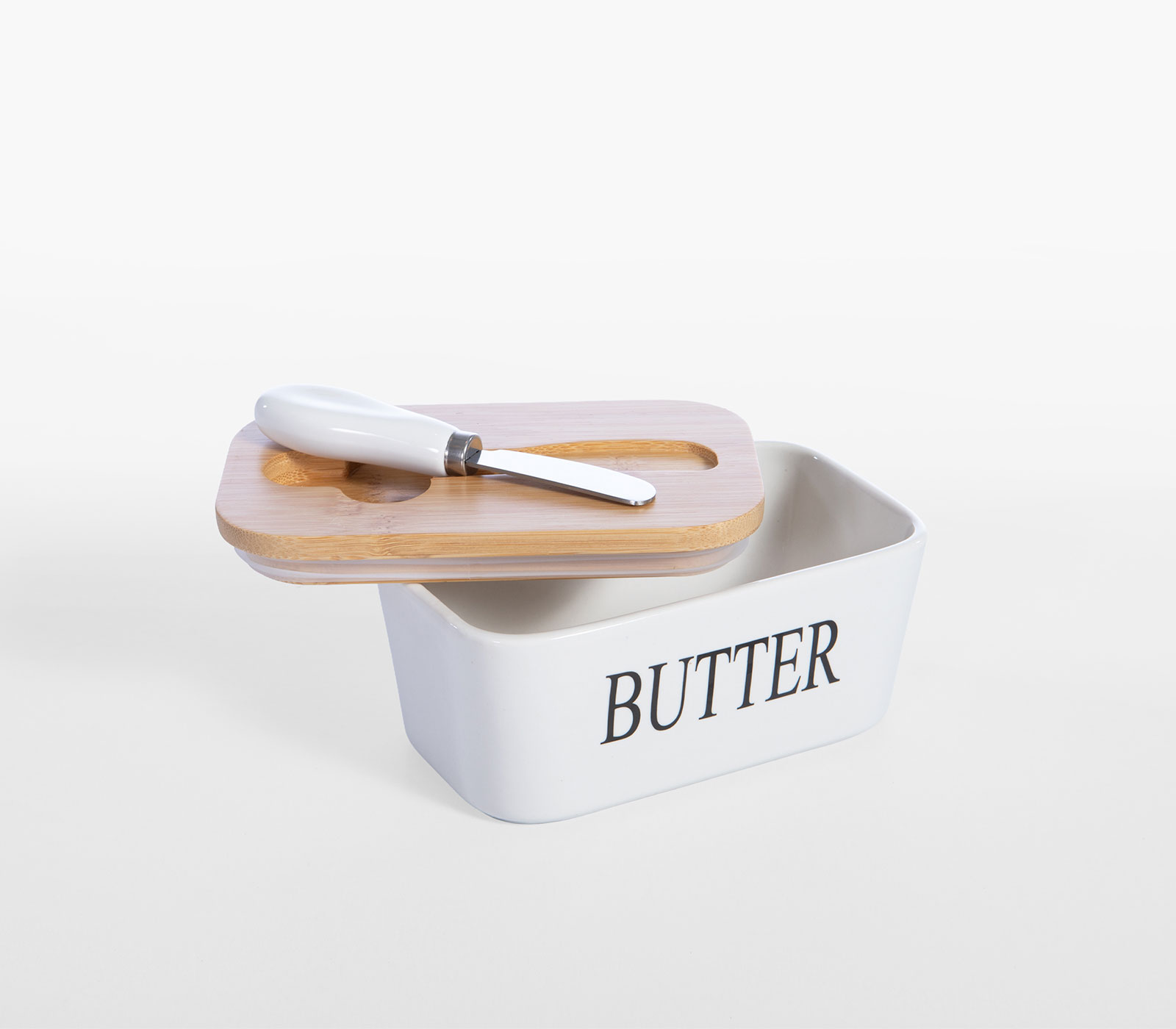 Δοχείο Βουτύρου Με Μαχαίρι Και Καπάκι Nef-Nef Homeware Brick White