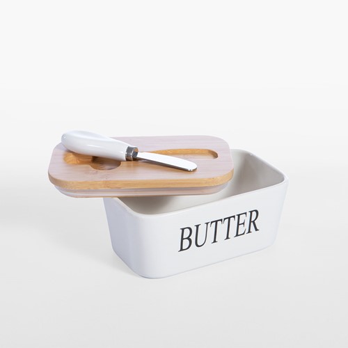 Δοχείο Βουτύρου Με Μαχαίρι Και Καπάκι Nef-Nef Homeware Brick White