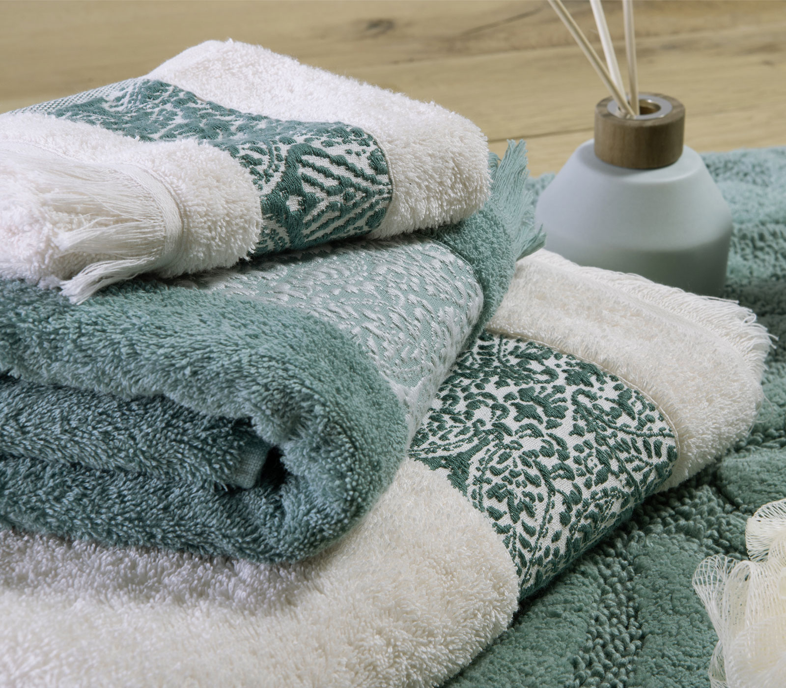 Σετ Πετσέτες Nef-Nef Homeware (3ΤΜΧ) Jetrix Ecru/Green