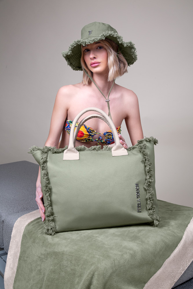 Tσάντα Θαλάσσης Ώμου Feel an Touch Cabo Khaki/Ammos