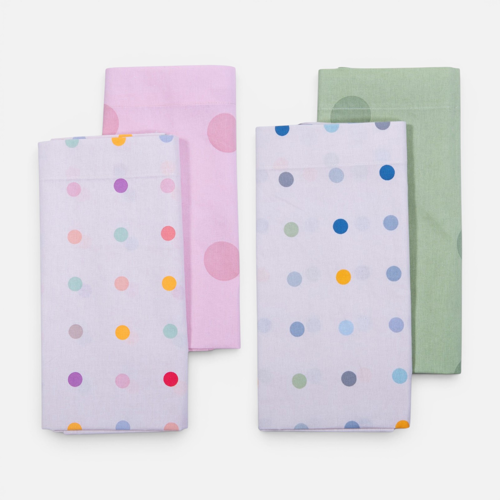 Βρεφικά Σεντόνια Λίκνου Nef-Nef Homeware Σετ 2τμχ. Baby Dots Ecru/Green