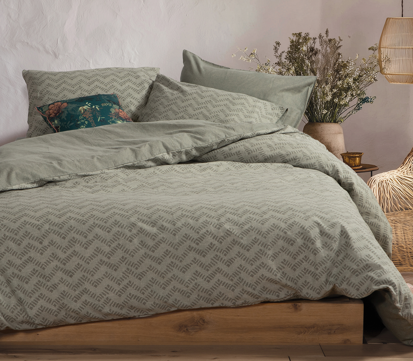 Σεντόνια Φανελένια Υπέρδιπλα Nef-Nef Homeware (Σετ)  Με Λάστιχο Otrando 240x260 Green