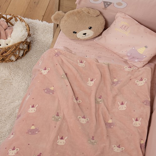 Βρεφική Κουβέρτα Κούνιας Nef-Nef Homeware Fleece Special Party 110x150 Pink