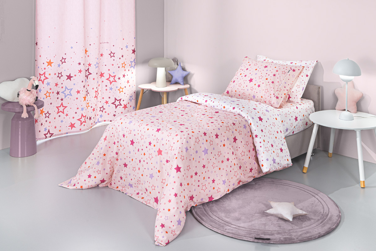 Παιδικά Σεντόνια Guy Laroche (Σετ) Starland Pink 100X200+28 Με Λάστιχο