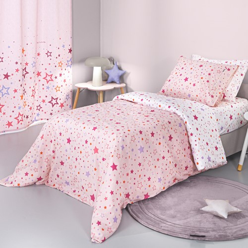 Παιδικά Σεντόνια Guy Laroche (Σετ) Starland Pink 100X200+28 Με Λάστιχο