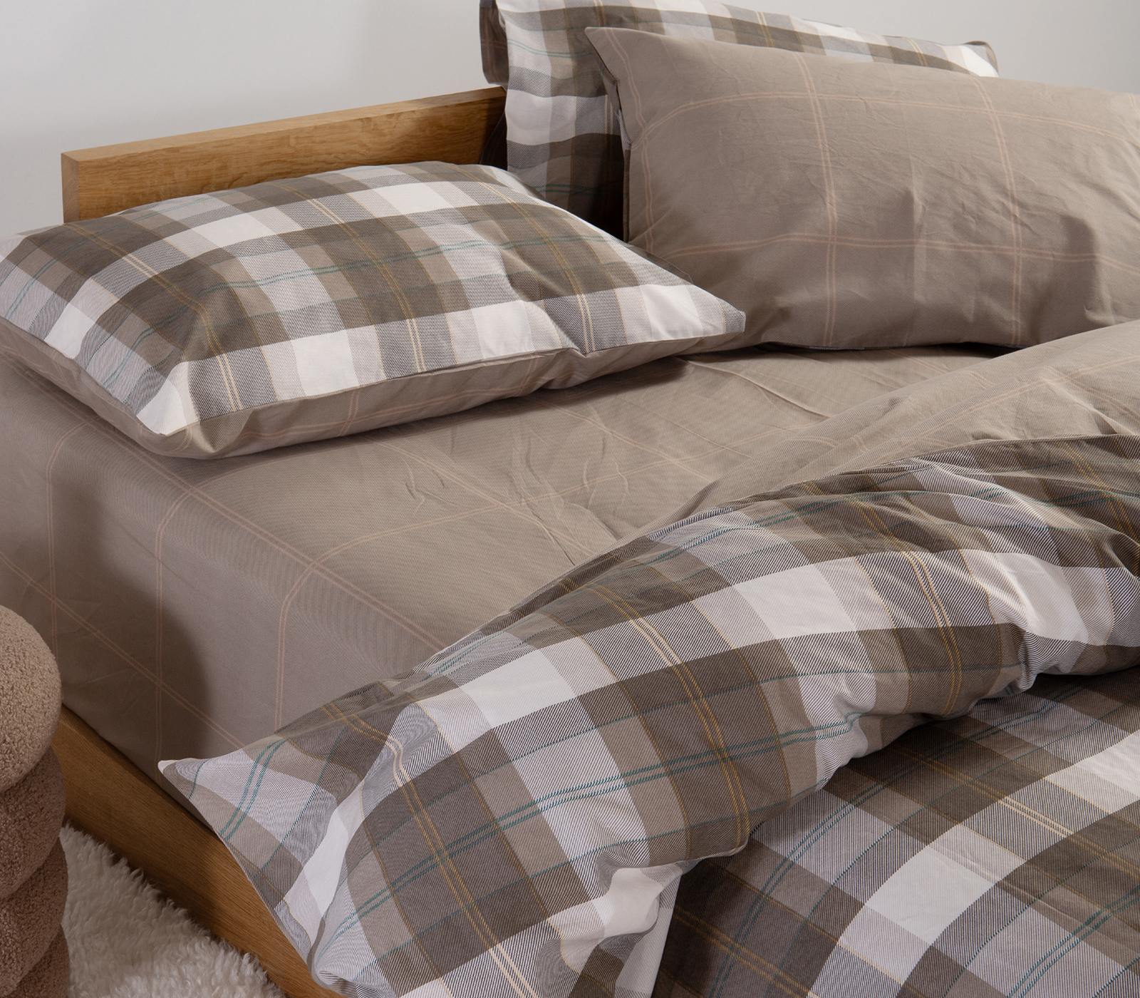 Σεντόνια Υπέρδιπλα Nef-Nef Homeware (Σετ) με λάστιχο Racket 240x270 Golden Brown 