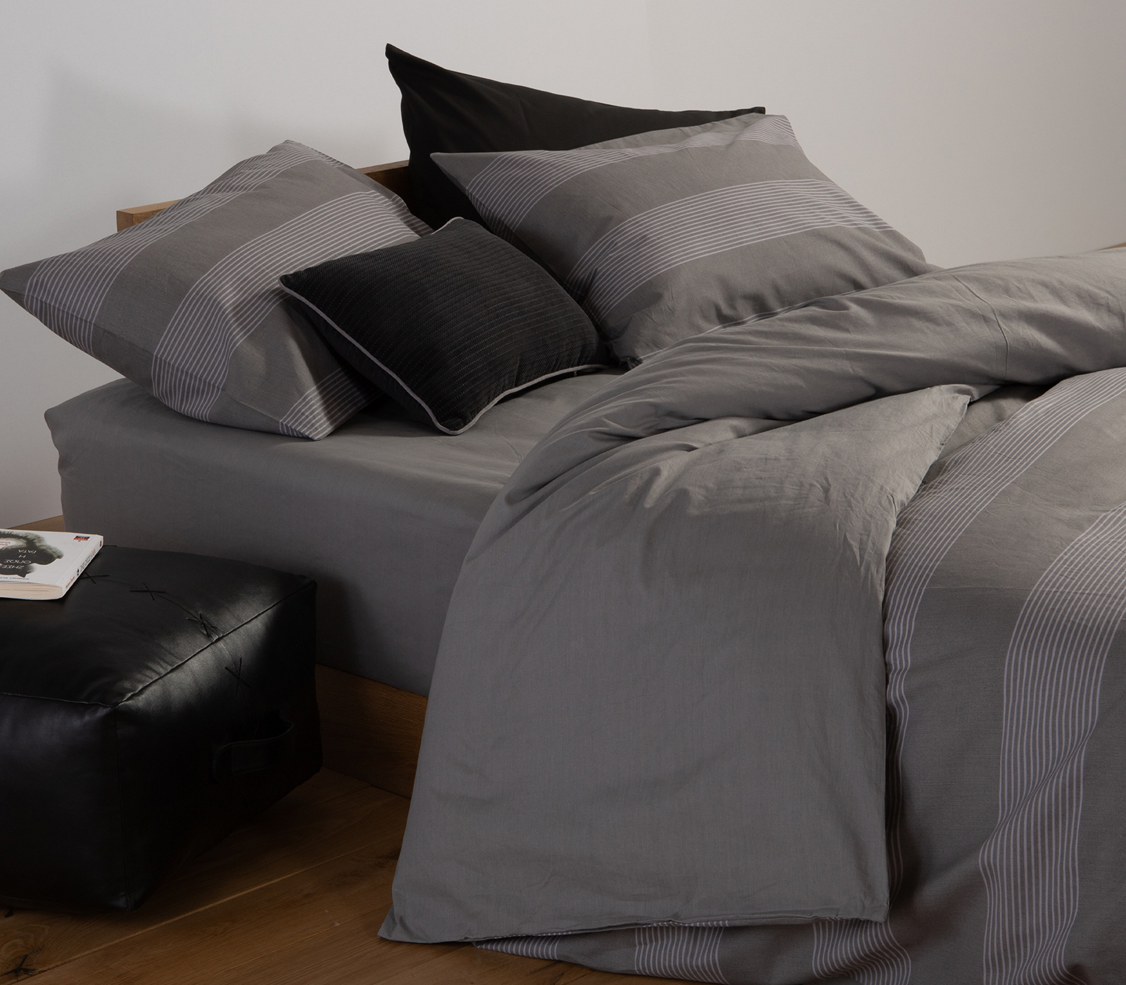 Παπλωματοθήκη Μονή Nef-Nef Homeware (Σετ) Casual Stripe 170Χ240 Grey