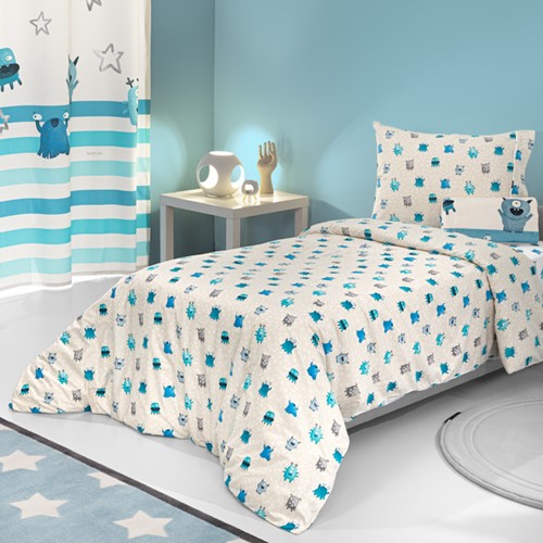 Παιδικά Σεντόνια Saint Clair (Σετ) Monsters 100X200+28 Blue (Με Λάστιχο)