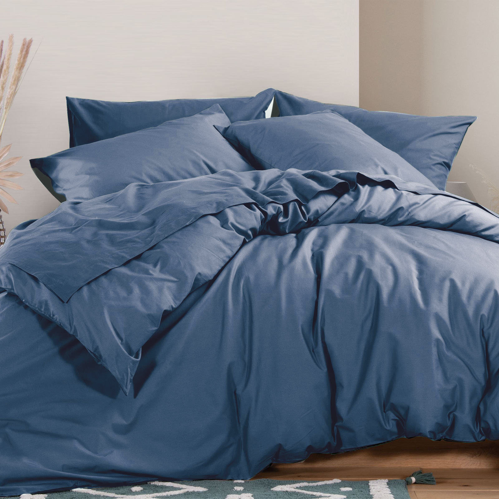 Μονή Παπλωματοθήκη Βαμβακερή Nef-Nef Homeware Basic-22 160x240 Indigo