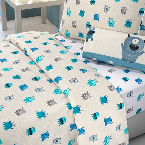 Παιδικά Σεντόνια Saint Clair (Σετ) Monsters 100X200+28 Blue (Με Λάστιχο)