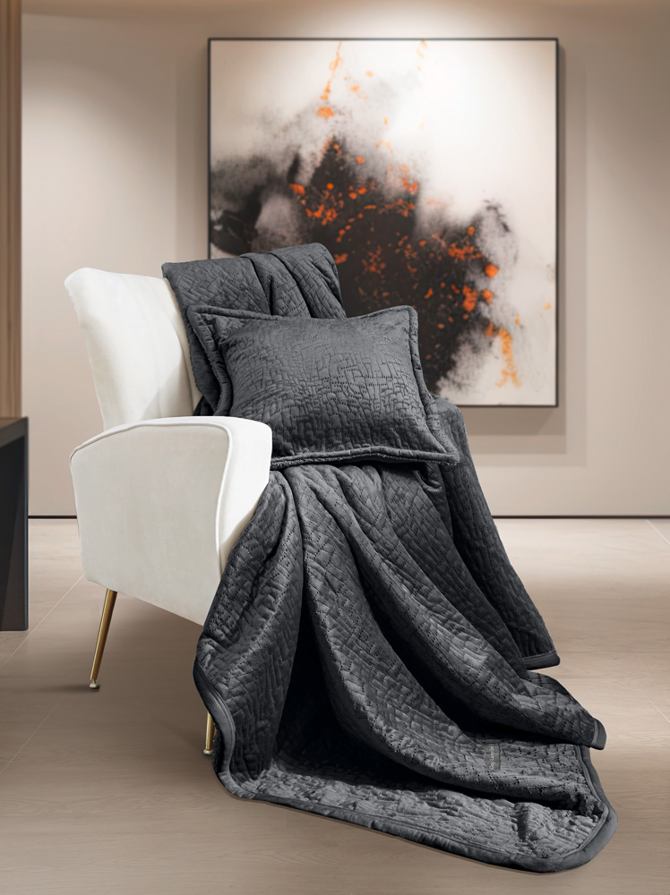 Ριχτάρι Πολυθρόνας Guy Laroche Bolzano Anthracite 130X170 + Mαξιλάρι 40X40+2.5 χωρίς γέμιση