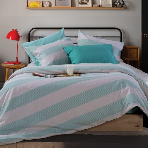 Παπλωματοθήκη Μονή Nef-Nef Homeware (Σετ) Casual Stripe 170Χ240 Petrol