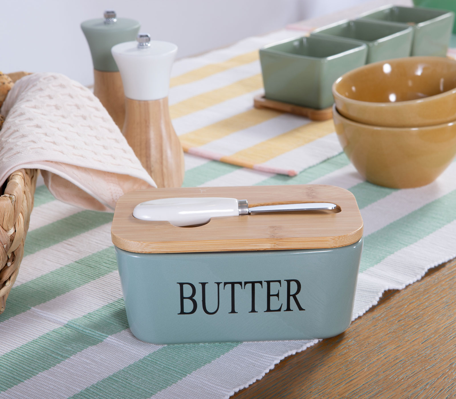Δοχείο Βουτύρου Με Μαχαίρι Και Καπάκι Nef-Nef Homeware Brick Green 