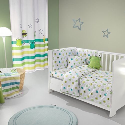 Βρεφικό Σετ Saint Clair Monsters Lime (Παπλωματοθήκη-Μαξιλαροθήκη-Πάντα)