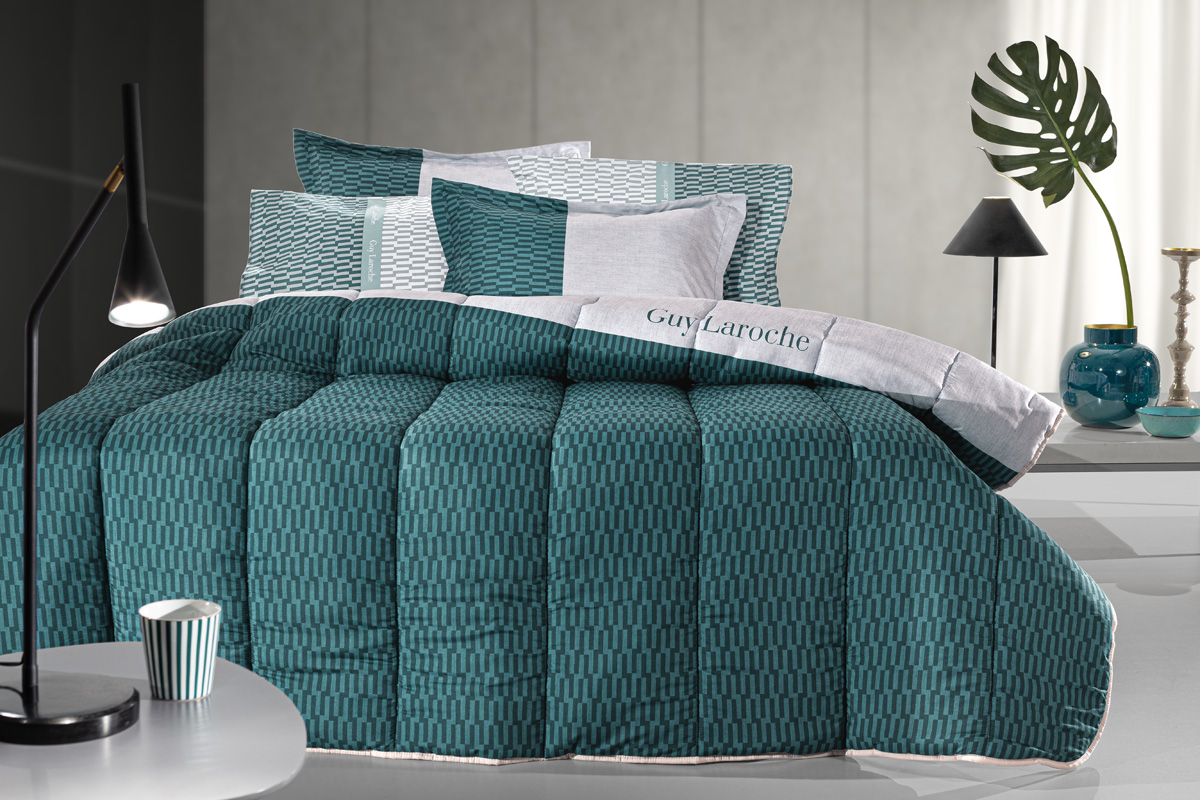 Παπλωματοθήκη Υπέρδιπλη Guy Laroche (Σετ) Suede Status Petrol 225X245 