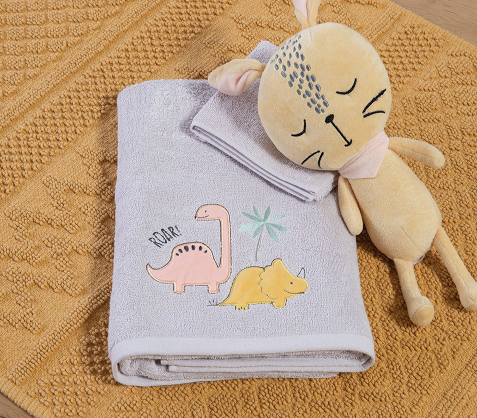 Παιδικές Πετσέτες Nef-Nef Homeware (2ΤΜΧ) Dinosaur Art Wind Grey