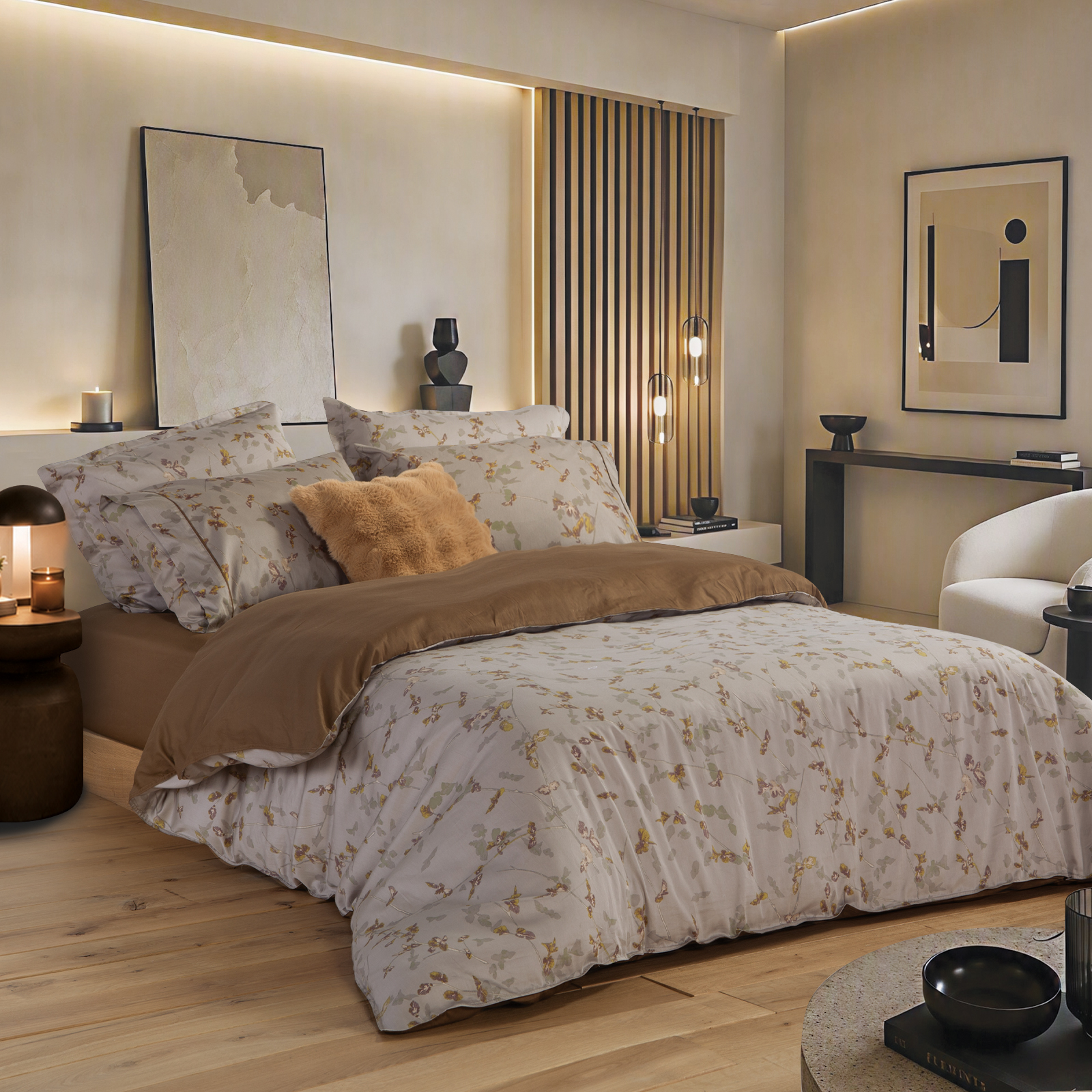  King Size Σεντόνια Βαμβακοσατέν Nef-Nef Homeware (Σετ) Elements Miran 270x280 Βeige  