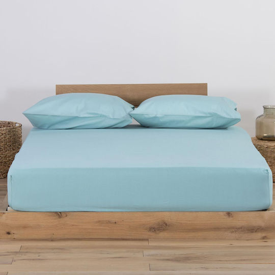 Σεντόνι Μακό Nef-Nef Homeware Μονό Με Λάστιχο Jersey 100X200+30 Light blue