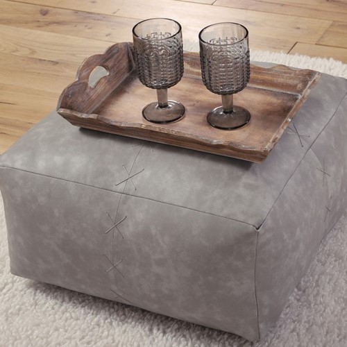 Διακοσμητικό Πούφ Nef-Nef Homeware με υφή δέρματος Lethal 50x50x25 Grey