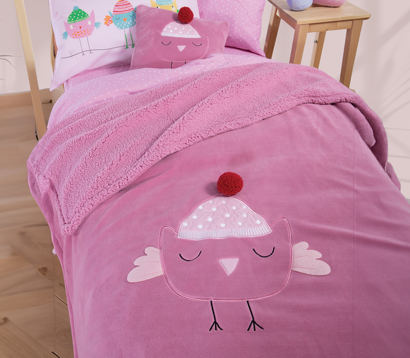 Παιδικό Διακοσμητικό Ριχτάρι Nef-Nef Homeware Tweet so sweet-lovely 130X180 Rose