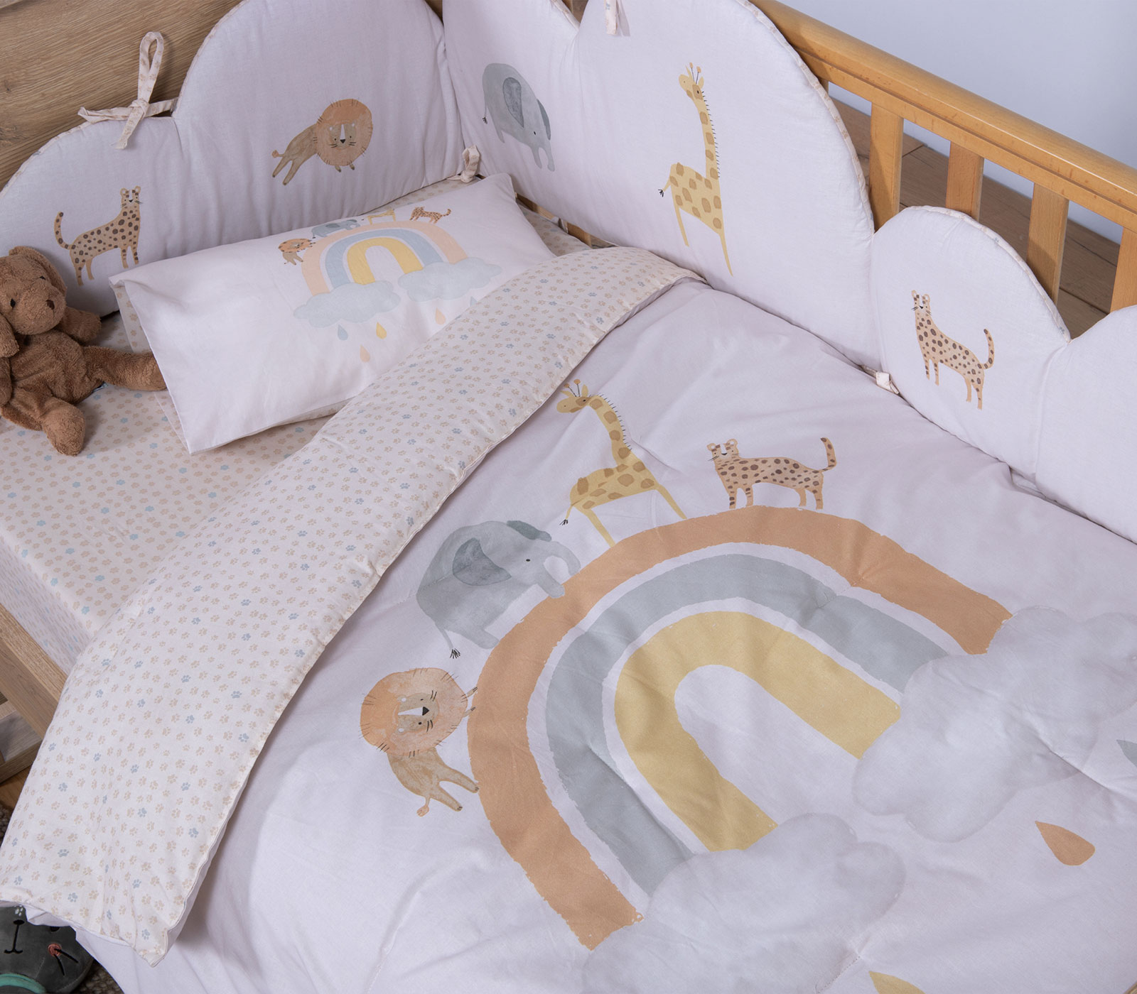 Βρεφικό Κουβερλί Nef-Nef Homeware Jungle In Motion 110x140 Ecru 