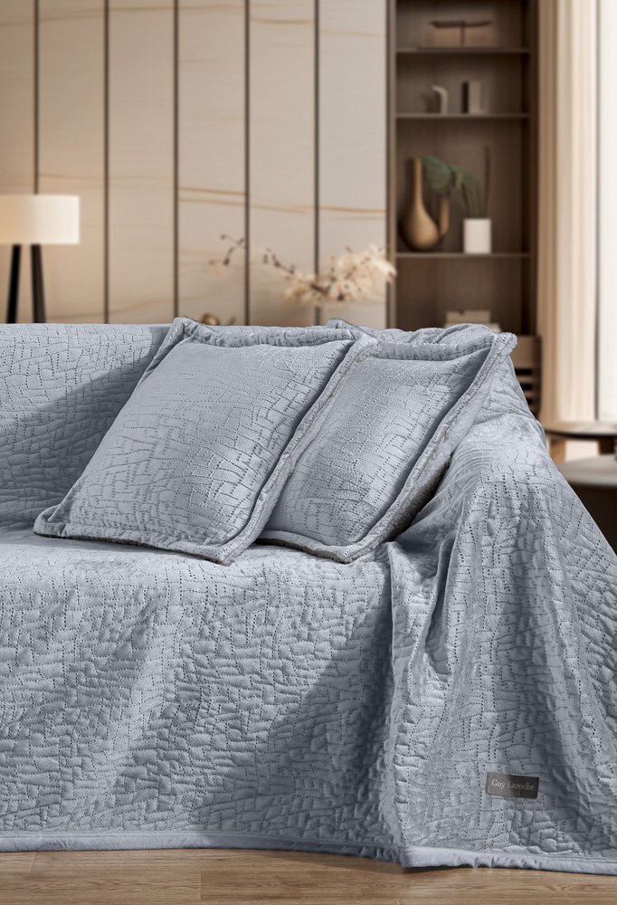 Ριχτάρι Πολυθρόνας Guy Laroche Bolzano Silver 130X170 + Mαξιλάρι 40X40+2.5 χωρίς γέμιση