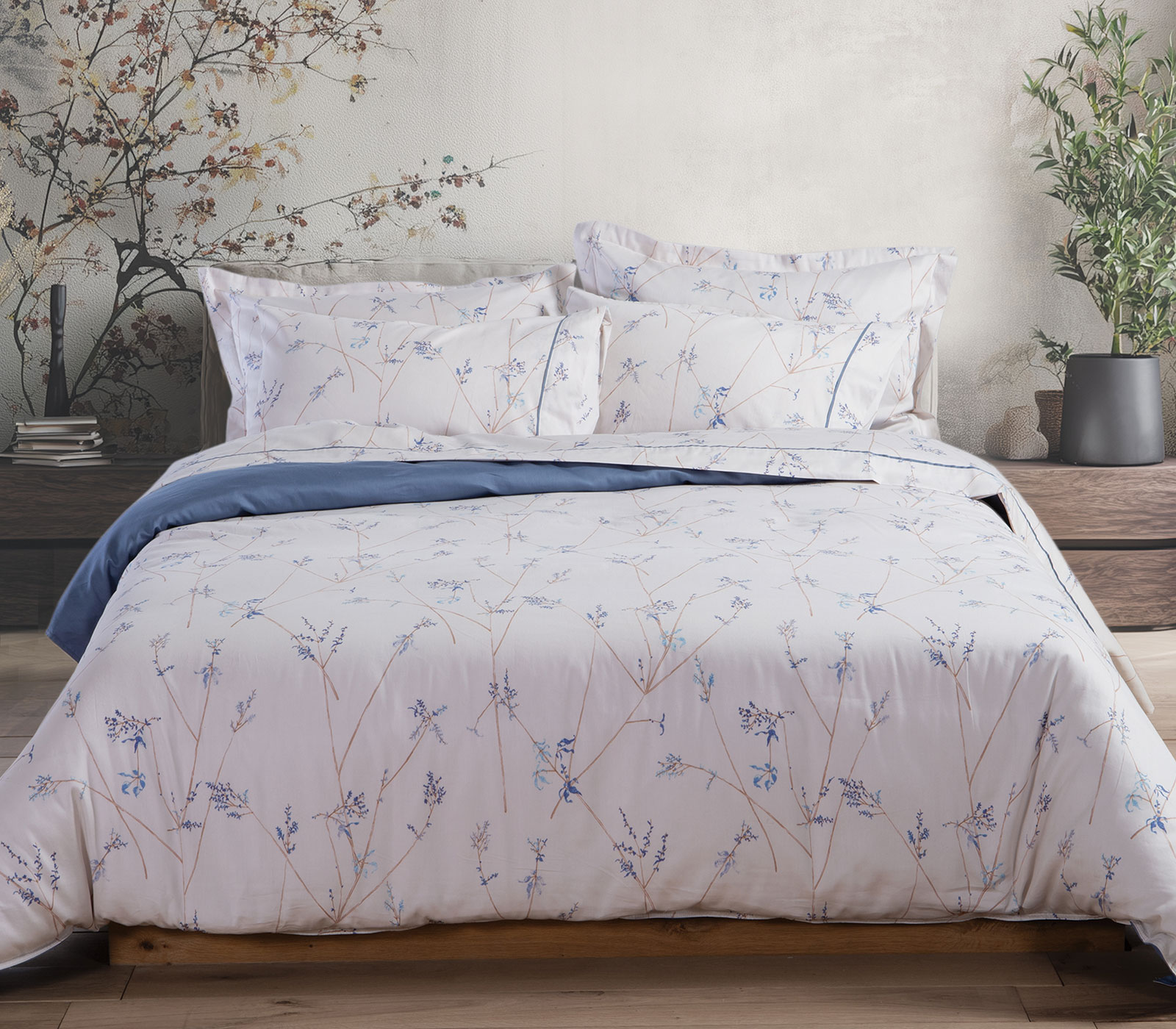 Σεντόνια Υπέρδιπλα Βαμβακοσατέν  Nef-Nef Homeware (Σετ) Desirous 240x270 Off White/ Blue